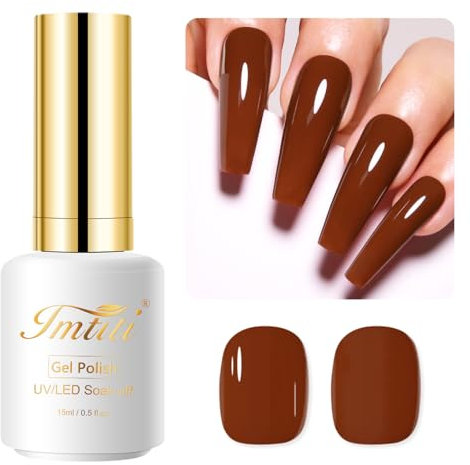 Imtiti Braun UV Nagellack, 15ML Schokolade Braun UV Gel Nagellack Soak Off Led Gel Nail Polish Herbst Winter Gel Nagellack DIY Nagel Kunst Starter Maniküre Salon Gellack UV Kit