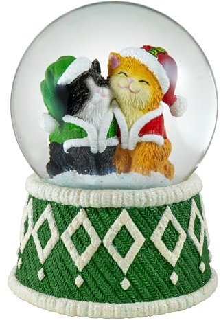 Niedliche kuschelige Katzen-Schneekugel von The San Francisco Spieluhr