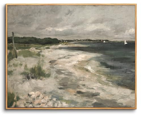 hyidecorart Cadre Decoration Murale Bois, Vintage Impression sur Toile, 20x25 cm Tableau Decoration Murale Chambre Paysage de Bord Mer Classique, Décoration de Salon Salle de Bain Maison Décorations