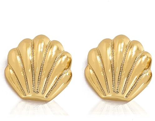 Julyls Gold Quallen Muschel Ohrringe Conch Muschel Ohrringe Trendy Sommer Boho Ozean Ohrringe Gold Chunky Strand Schmuck Geschenke für Frauen