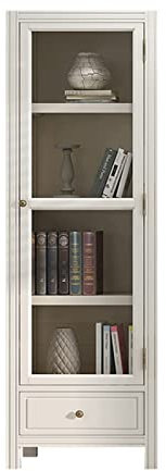 Étagère à Livres Bibliothèque à la maison avec porte en verre Bibliothèque de sol au plafond adaptée à un salon étude de bureau de décoration bibliothèque Étagères Et Bibliothèques(White,S-52*34*175 c
