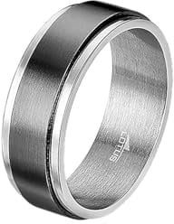 LOTUS STYLE Anillos Hombre - Anillo Acero Inoxidable Hombre 316L - Diseño Ergonómico y Ajuste Perfecto Talla 26 - Plateado LS2395-3/226 22.80 mm - Resistente al Agua