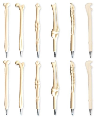 12 Knochen-Kugelschreiber, Kugelschreiber Mit Schwarzer Tinte, Geschenk Für Arzt Und Krankenschwester, Kreativer Knochen-Briefpapierstift, Krankenschwester-Gadget