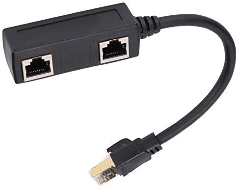 Splitter Ethernet da 1 a 2 Porte, Adattatore Cavo di Rete Ethernet RJ45, Splitter Cavo Ethernet LAN RJ45 da 1 Maschio a 2 Femmine, Adattatore Cavo di Rete CAT8 per Ufficio