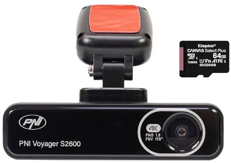 Auto-DVR-Kamera PNI Voyager S2600 WiFi, 4K Ultra HD, GPS und 64 GB microSD-Karte im Lieferumfang enthalten