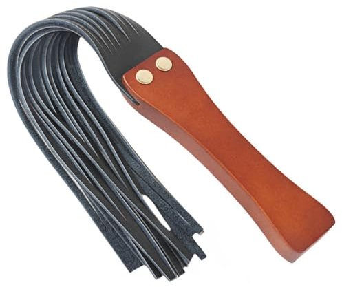 DEJIN Horse Riding Whip, Real Leather Tassels Riding Crop Flogger Training Tool for Equestrian with Wooden Handle (Black)