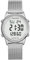 Schrittzähler Damenuhr mit Edelstahlarmband, keine App, kein Aufladen erforderlich für Schritte, Kalorien, Entfernung, Wecker, Countdown-Timer, Glänzendes Silber, Armband