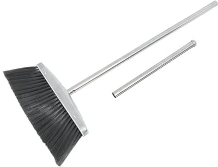 KOCKSHION Recogedor De Polvo De Inoxidable con Mango Escoba Industrial para Limpieza Casa Garaje y Jardín Utensilio De Limpieza Resistente