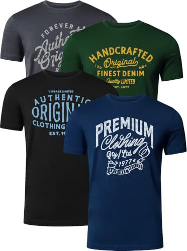 FULL TIME SPORTS Pack de 4 Tee‑Shirts Homme Manches Courtes Imprimés PRINT-002