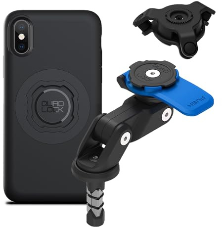 Quad Lock Fork Stem Motorcycle Phone Mount (V2) with MAG Phone Case and Vibration Dampener for iPhone X/XS