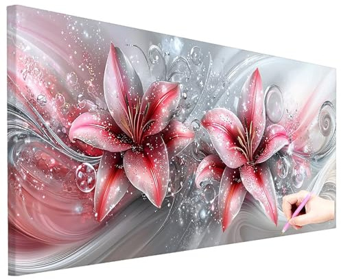 Diamond Painting Erwachsene Groß XXL 250x100cm Diamond Painting Blumen Bilder Bastelset Lilie Diamant Kunst Malerei Set DIY Diamant Stickerei Kreuzstich Set für Geschenke für Frauen Herbst Deko Z-83