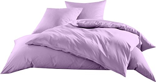 Mako-Satin Baumwollsatin Bettwäsche Uni einfarbig zum Kombinieren (Kissenbezug 40 cm x 80 cm, Flieder) viele Farben & Größen