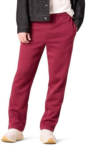 Amazon Essentials Herren Fleece-Jogginghose mit offenem Saum (erhältlich in Übergrößen), Rot, XL