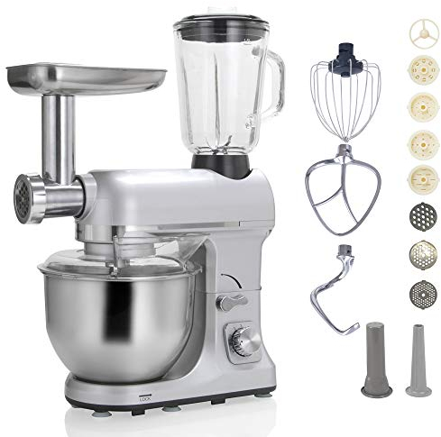 Robot Multifonctions 5l 1000w Silver Avec Hachoir Et Blender 1,5l En Verre - ROBIMIX SILVER