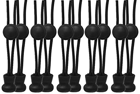 5 pares (10 unidades) de cordones Scarlet Sport Premium Flex, elásticos con cierre rápido, sistema de cordones, muy rápido y sencillo 5 X Schwarz Uni