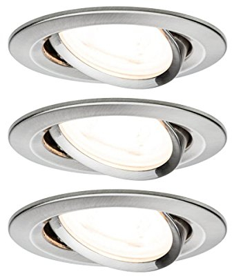 Paulmann Einbauleuchte LED Nova rund 6,5W GU10 Eisen IP23 sprühwassergeschützt 3er-Set schwenkbar 3-Stufen-Dimmbar