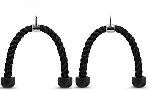 HUAWELL 2 Piezas de 27 Pulgadas de Longitud tríceps Cuerda Tire hacia Abajo Fitness Cable de fijación con Gancho de Acero Inoxidable