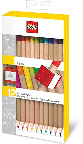 LEGO IQ Matite Colorate per Bambini - Cancelleria Scolastica per Scrittura Creativa e Disegno, Set di 12 Pastelli Colori con Cappuccio (Pacchetto da 12 colori)