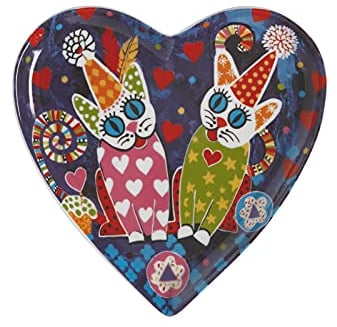 Maxwell & Williams Heart Shaped Side Plate with Cup Cakes Design, Gift Boxed, Blue, 15.5 cm