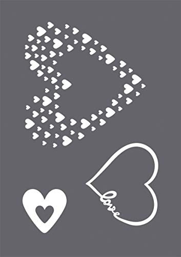 Rayher 45124000 Schablonen Set Love mit selbstklebender Siebdruck-Schablone und Rakel für Papiergestaltung, Scrapbooking und Textiles Gestalten, A5