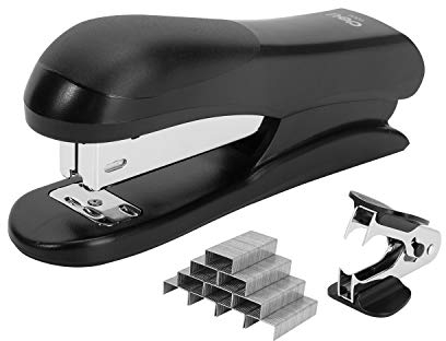 Deli Stapler Value Pack, Desktop Standard Staplers, 20 Sheet Capacity, Includes 640 Staples and Staple Remover, Black
