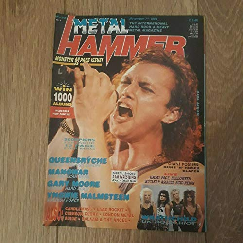 METAL HAMMER MAGAZINE NOV 7th 1988 No.22 VOL 3. scorpions 12 page fan mag, gary moore, jimmy page, guns n' roses, slayer, manowar.