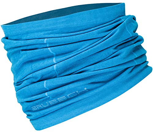 BRUBECK X-PERT Wool Schlauchtuch Damen & Herren | Halstuch Laufen | Sport Schlauchschal | blaues Multifunktionstuch Joggen | Winter Funktionstuch 54% Merino | Gr. L - XL | Hellblau | KM10360