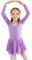Bezioner Kinder Ballettkleidung Mädchen Ballettkleid Langarm Balletttrikot Ballettanzug Tanzkleid Tanzbody aus Baumwolle mit Chiffon Rock Tütü Lila 130