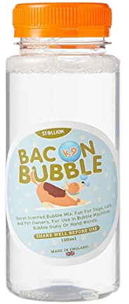 St@llion K9 Bacon Bubbles Bottle Refill Tub Fun for Dogs Cats | Bubble Liquid Refill Solution | Pet Interactive Toy Non-Toxic Vegan Friendly Bubbles | Interactive Dogs Toys (150ml)