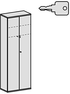 Garderobenschrank mit ausziehbarem Garderobenhalter, 2 Dekor-Einlegeböden, abschließbar, 800x425x2304, Weiß/Ahorn