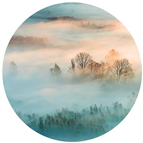 Runde Tapete selbstklebend - Nebel bei Sonnenaufgang 100x100cm