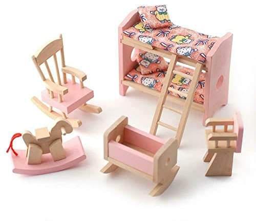 Melody Jane Puppenhaus Pink Holz Kinderzimmer Schlafzimmer Set Miniatur 3 Jahre Plus Möbel