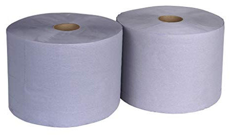 Bobine industrielle recyclée Lot de 2 rouleaux de papier essuie-mains Bleu 250 m