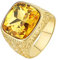 HIJONES Herren Einfach Königlich Luxus Quadrat Gelb Stein Ring Gold aus Edelstahl Hochzeit Schmuck Größe 68