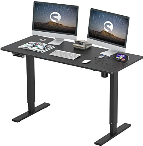 soges Bureau Électrique Réglable en Hauteur pour Travail et Gaming Bureau Assis Debout Électrique avec Panneau Smart à Fonctions Mémoires 140cm x 60cm Noir