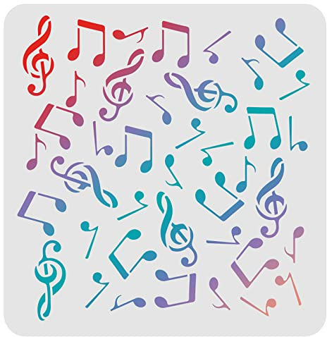 FINGERINSPIRE Musiknoten Schablonen Vorlage 30x30cm Kunststoff Beat Notes Schablonen Zeichnen Malen Schablonen Notizen Muster Wiederverwendbare Schablonen zum Malen auf Holz, Boden, Wand und Fliesen