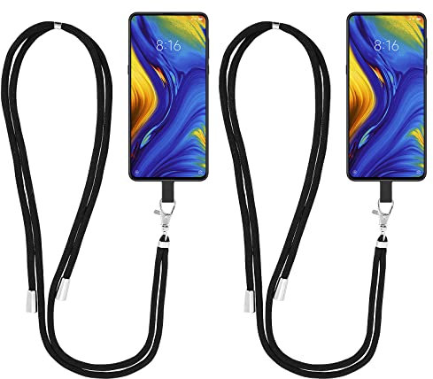 Cobee Phone Lanyards for Around the Neck, 2pcs Universal Cell Phone Lanyards with Detachable Nylon Neck Crossbody Lanyard and 2pcs Pads, Adjustable Mobile Phone Straps Compatible with All Smartphones