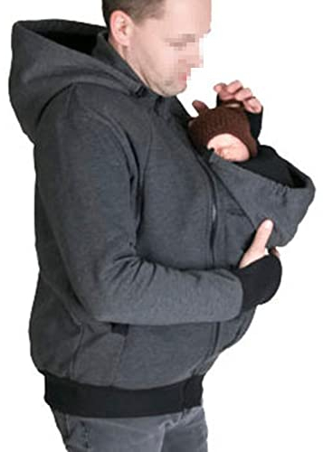 MXRFACTory Tragejacke 2 in 1 für Papa Mama und Baby Sportliche Jacke Winter Reißverschluss Umstandsjacke mit Abnehmbar Babyeinsatz weich und bequem im Freien Freizeitjacke,001,XL