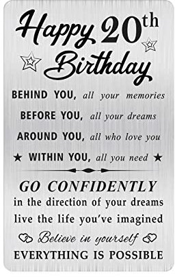 MOQIYXL Geburtstagskarte zum 20. Geburtstag für Männer und Frauen, kleine gravierte Brieftaschenkarte für 20 Jahre alte Geburtstagsgeschenke
