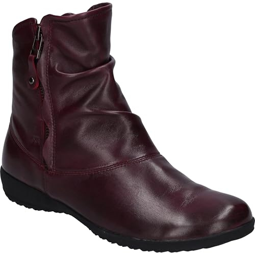 Josef Seibel Naly 24 Womens Ruched Leather Ankle Boots 5 UK Amarena Leather