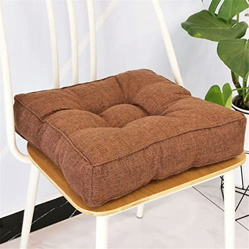 Lukery Stuhlkissen rutschfeste, Waschbare Leinen Weiche Sitzkissen Komfort Stuhlauflage als Stuhl Kissen für Outdoor & Indoor Gartenstuhl, Küche oder Esszimmerstuhl (40x40x9cm,Braun)
