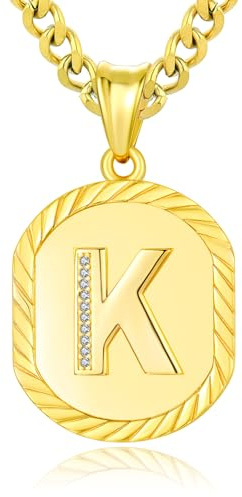 ADMETUS Initialen Buchstaben Anhänger Kette Sterling Silber Buchstaben K Anhänger Halskette Gold Initialen Kette K Halskette Schmuck Geschenke für Herren Damen