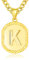 ADMETUS Initialen Buchstaben Anhänger Kette Sterling Silber Buchstaben K Anhänger Halskette Gold Initialen Kette K Halskette Schmuck Geschenke für Herren Damen