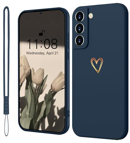 Mitetabo Silikon Hülle für Samsung Galaxy S22 5G - Dünn, Kratzfest, Rundumschutz, Liebesherz, Blau