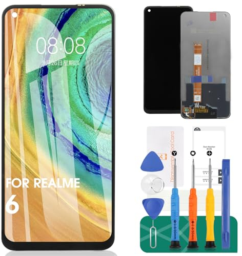 Para OPPO Realme 6 Pantalla LCD para Realme 6 2020 Reemplazo de pantalla RMX2001 Touch Digitizer Kits de reparación (negro, sin marco)