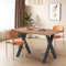 Esszimmertische Esstisch Küchentisch Mit X-A Förmige Metall Beine Und 4cm Geschwungenen Kanten Arbeitsplatte, Matte Oberflächenstruktur Schreibtisch Für Esszimmer, Küche, 120 x 70 x 76cm (Dunkelbraun)