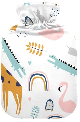 ISAOA Wärmflasche mit Flamingo-Graffi-Motiv, Größe S