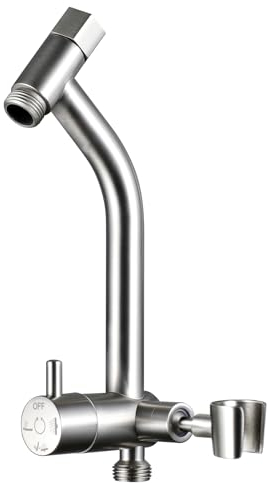 G-Promise Metall-Duschumsteller mit niedriger Handhalterung, 3-Wege-Umstellventil mit Pause-Modus für Hand- und festen Duschkopf, 4 Einstellungen, Universal-Duschsystem, Ersatzteil (gebürstetes