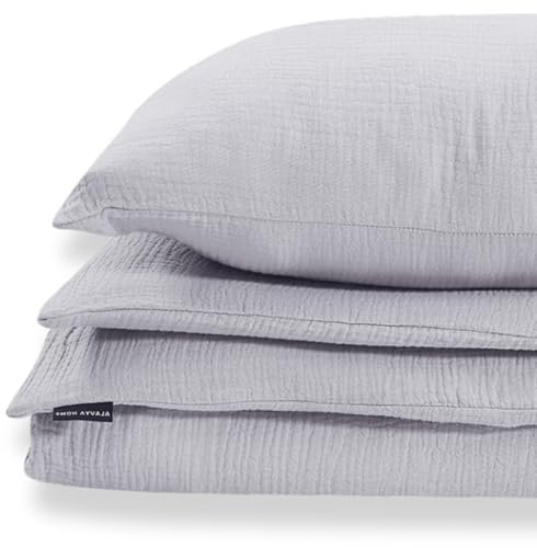 ALAVYA HOME® Musselin Bettwäsche 135x200 2 teilig | ÖkoTex Zertifiziert & für Allergiker geeignet | Bettwäsche Set mit je 1 Bettbezügen 135 x 200 & 1 Kissenbezügen 80x80 | Atmungsaktiv