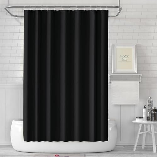 ATBEAMEN Rideau de Douche Imperméable et Anti-Moisissure - Tissu Résistant Lavable en Machine avec Œillets et Crochets - pour Baignoire et Salle de Bain (Noir, 180 * 180cm)